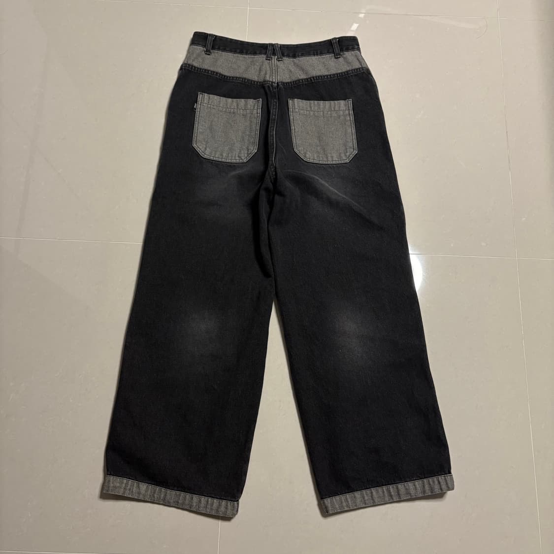 정품 꼼파뇨 스타 와이드 흑청 데님팬츠 블랙 청바지 30인치 상품이미지6