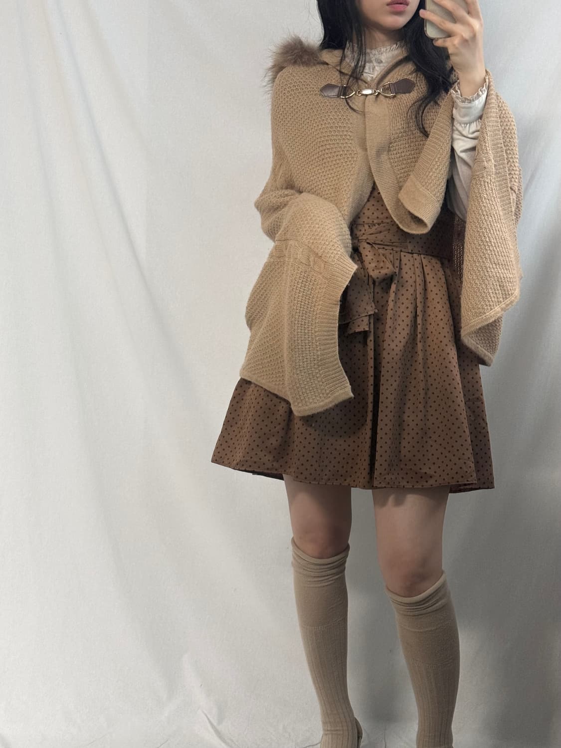 도트 패턴 세미 글로시 원피스 상품이미지8