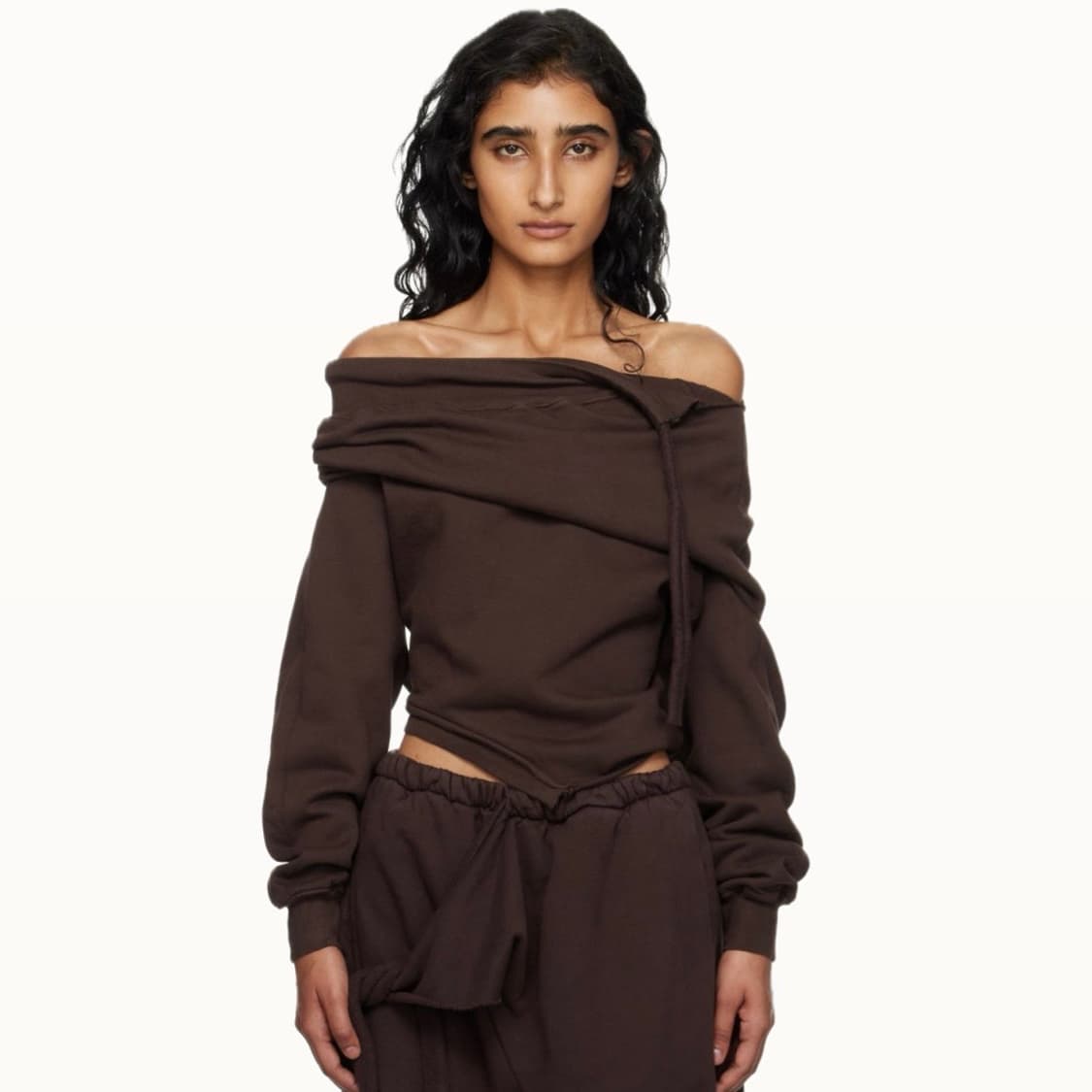 [M]오토링거 25fw SLOUCHY 오프숄더 니트/브라운 상품이미지1