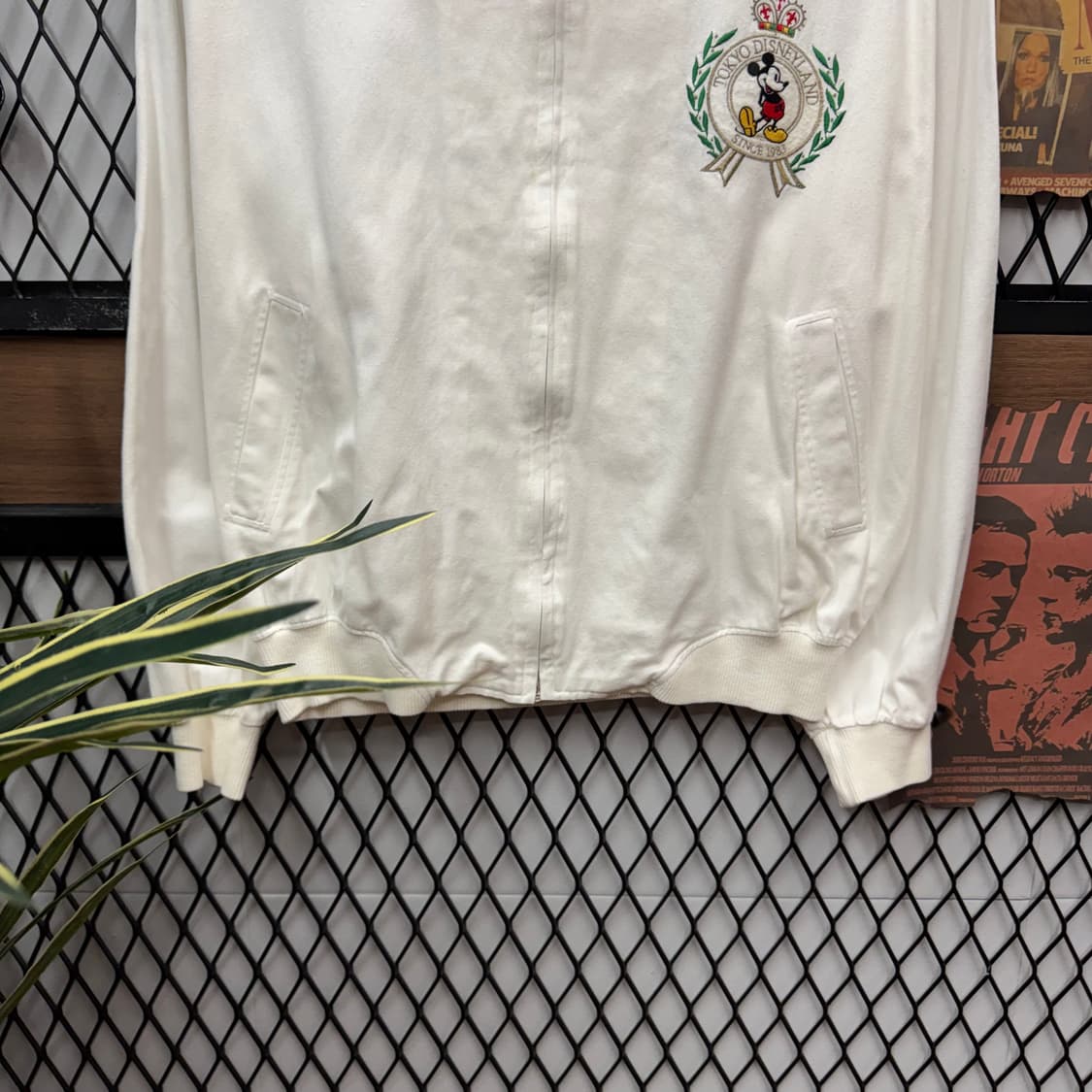 80s 도쿄 디즈니랜드 블루종 전면 미키마우스 로고 포인트 화이트 상품이미지4
