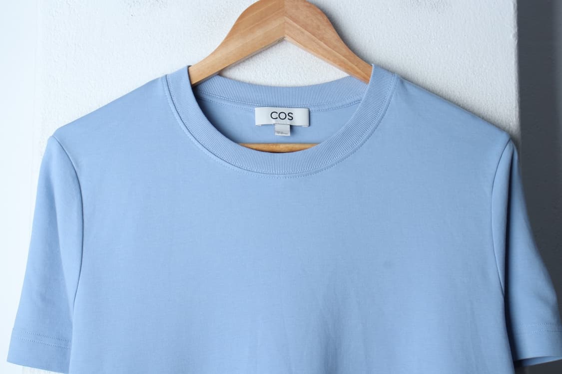 W(XL-2XL) 코스 반팔 티셔츠 빅사이즈 연블루 무지-H33072 상품이미지3