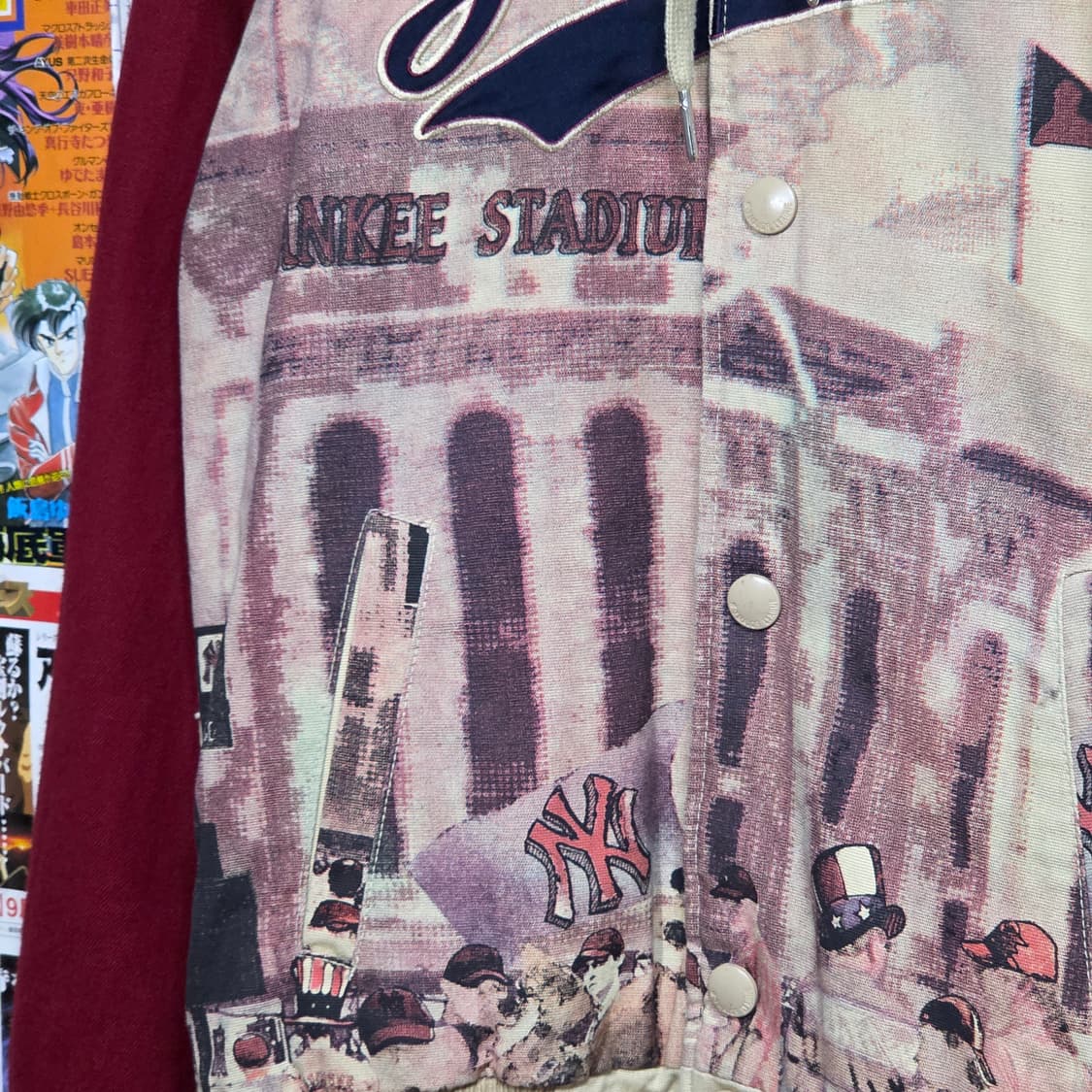 엠엘비 뉴욕 양키스 베이지 빈티지 프린팅 바시티 자켓 상품이미지4
