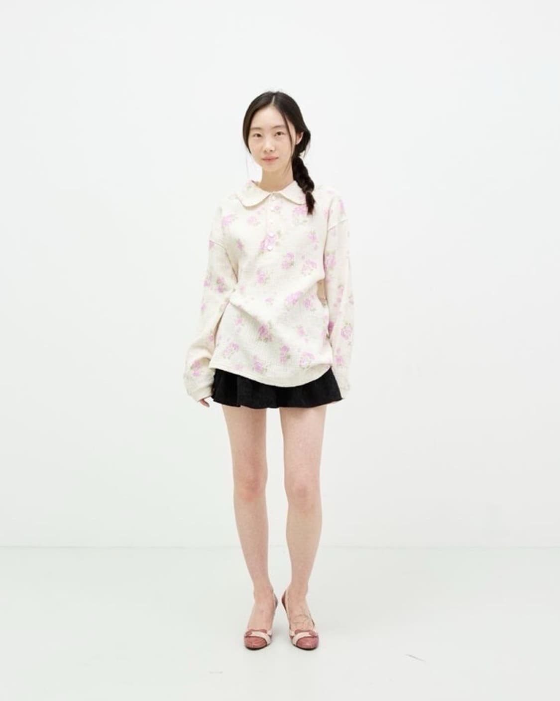 콜로신스 튤립 오버사이즈드 그랜마 로즈 셔츠 상품이미지2