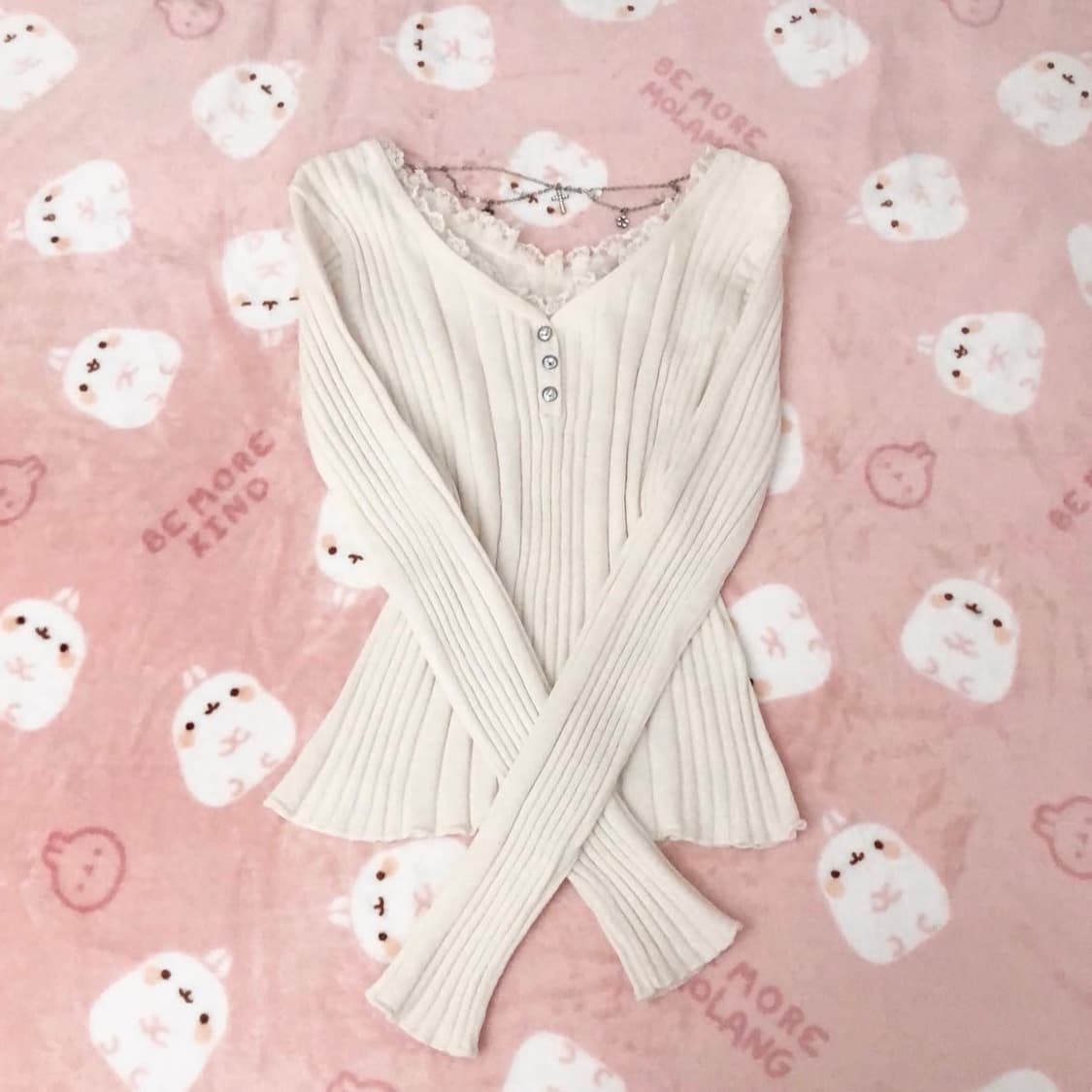 화이트 글리터 레이스 니트 긴필티 히메갸루 오네갸루 리즈리사 서냥님 상품이미지1