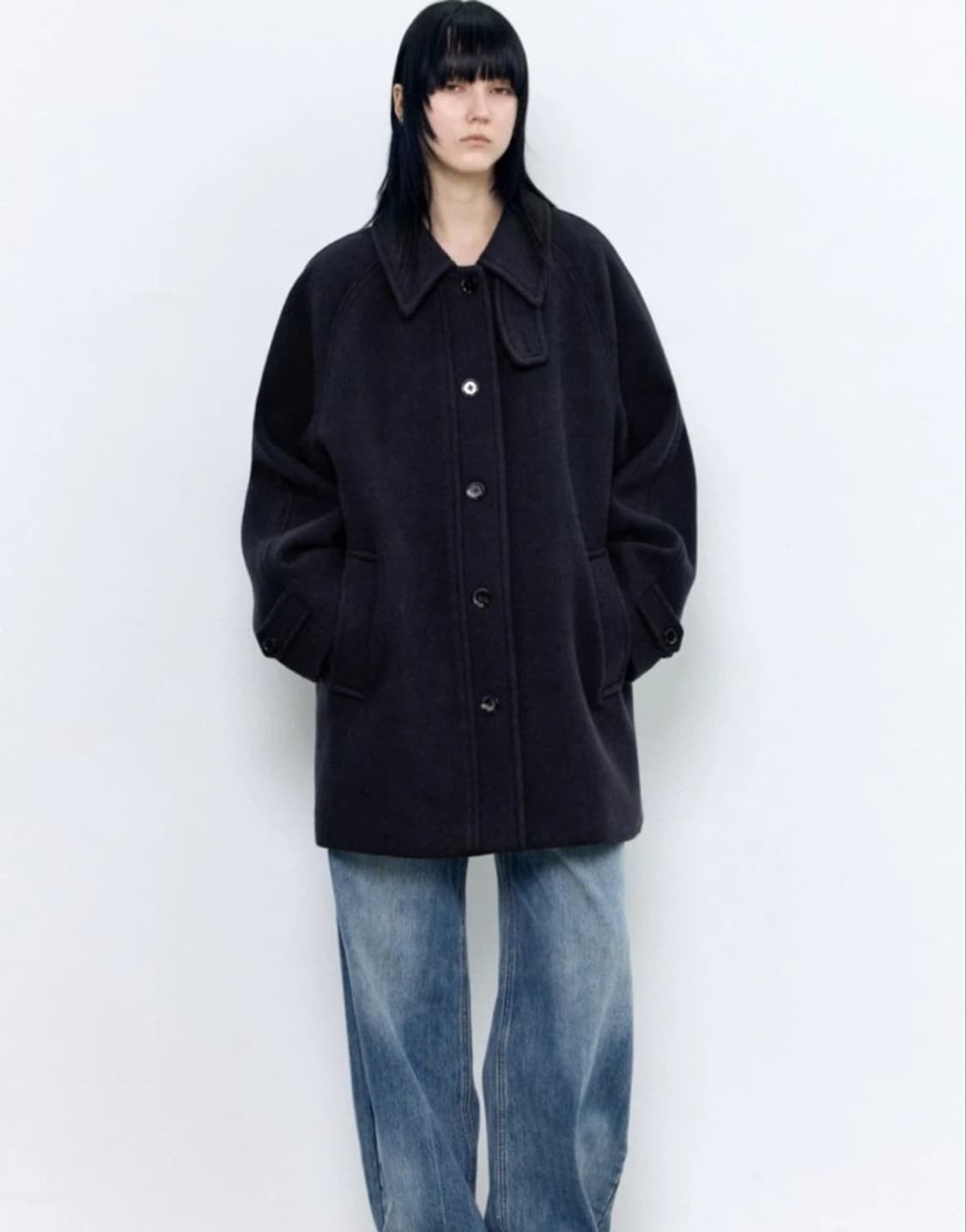 인사일런스 우먼 소프트 하프 발마칸 네이비 S 상품이미지2