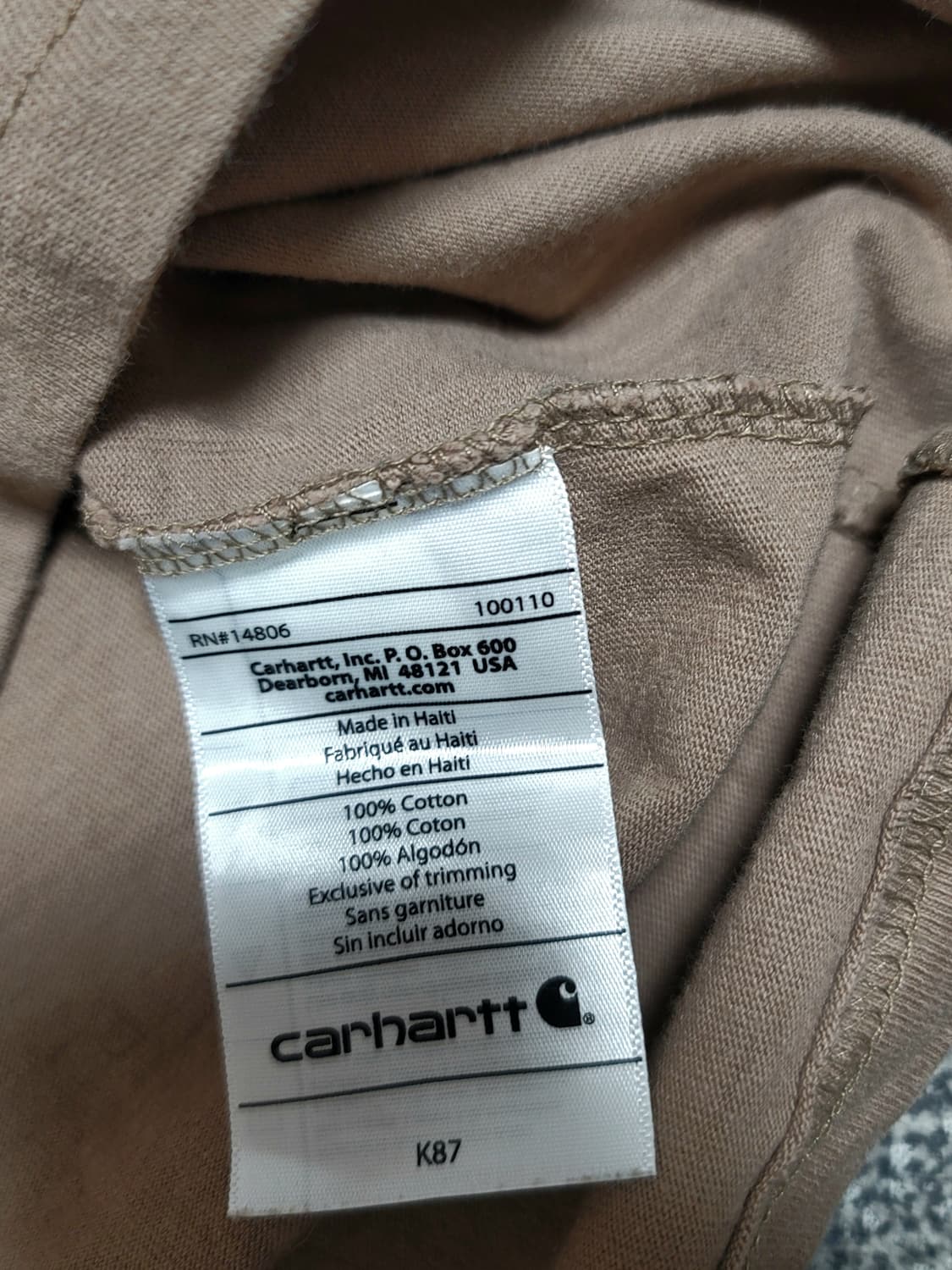 칼하트 K87 다크브라운 포켓 반팔티 M 상품이미지6