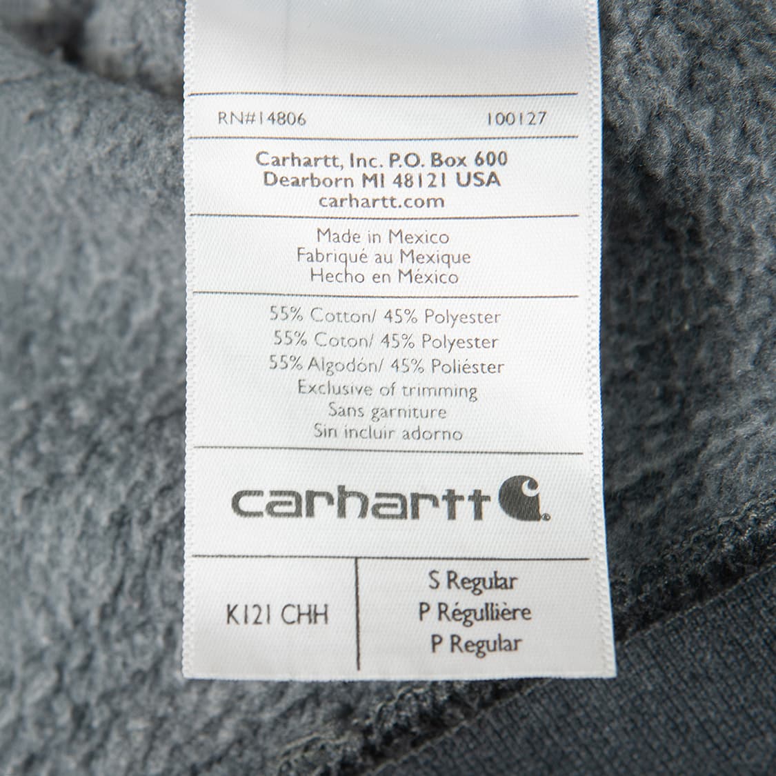 [S] 칼하트 K121 미드웨이트 후디 / 후드티 챠콜 그레이  상품이미지5