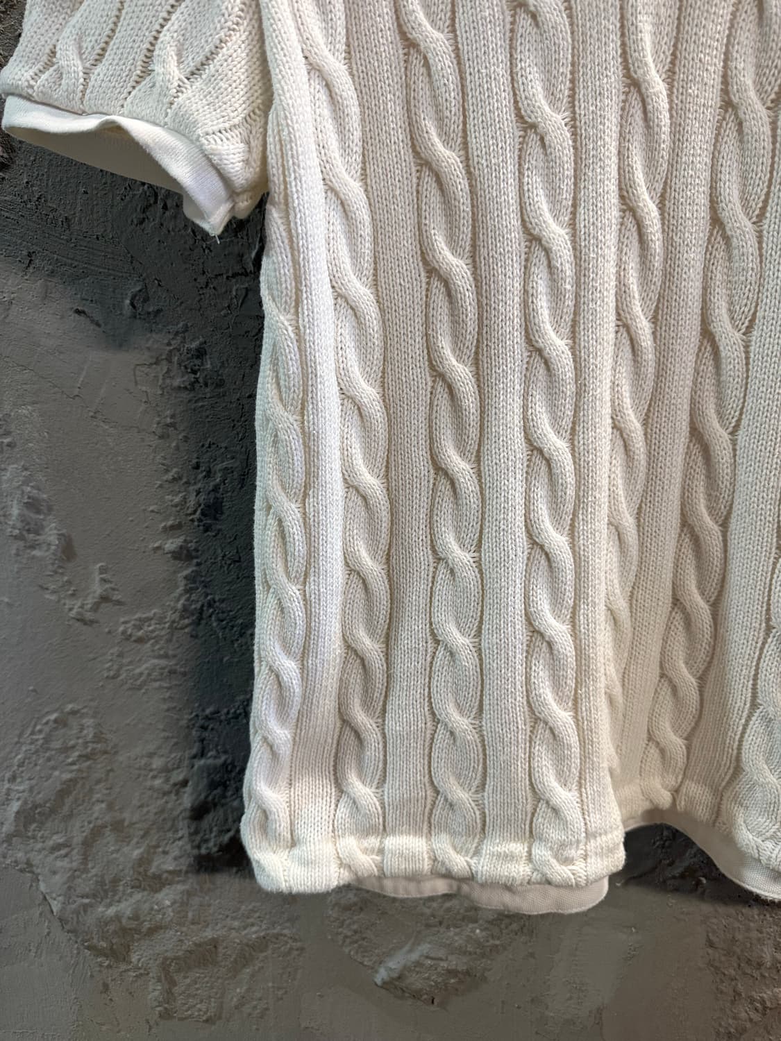 L 폴로랄프로렌 POLO 케이블 니트 폴로 반팔 아이보리 상품이미지2