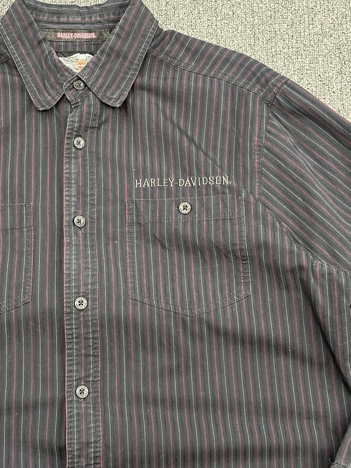 L)할리데이비슨 vintage 멀티 스트라이프 긴팔셔츠 상품이미지2