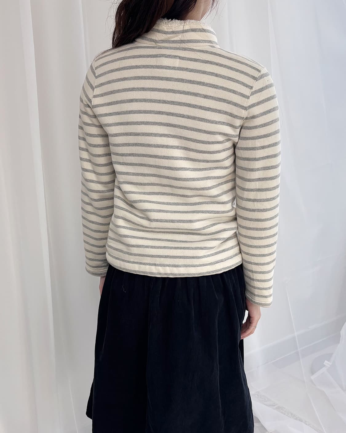 Marine Bear Coen grey stripe boa fur zip 상품이미지10