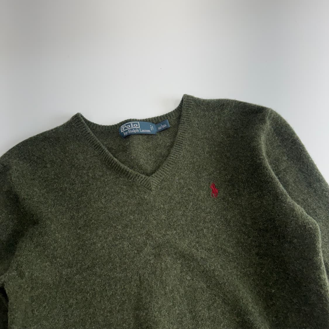 Polo 폴로 버건디 포니 그린 브이넥 니트 상품이미지4