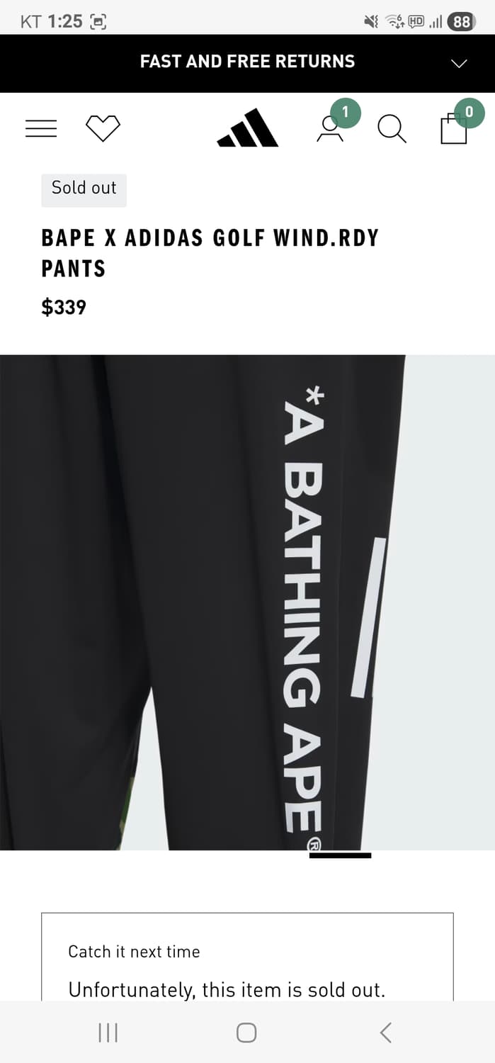 BAPE x adidas Golf WIND.RDY Pants 상품이미지5