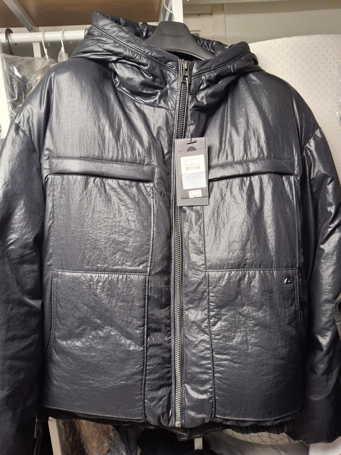 지오송지오 후드 다운 블랙 105 상품이미지1