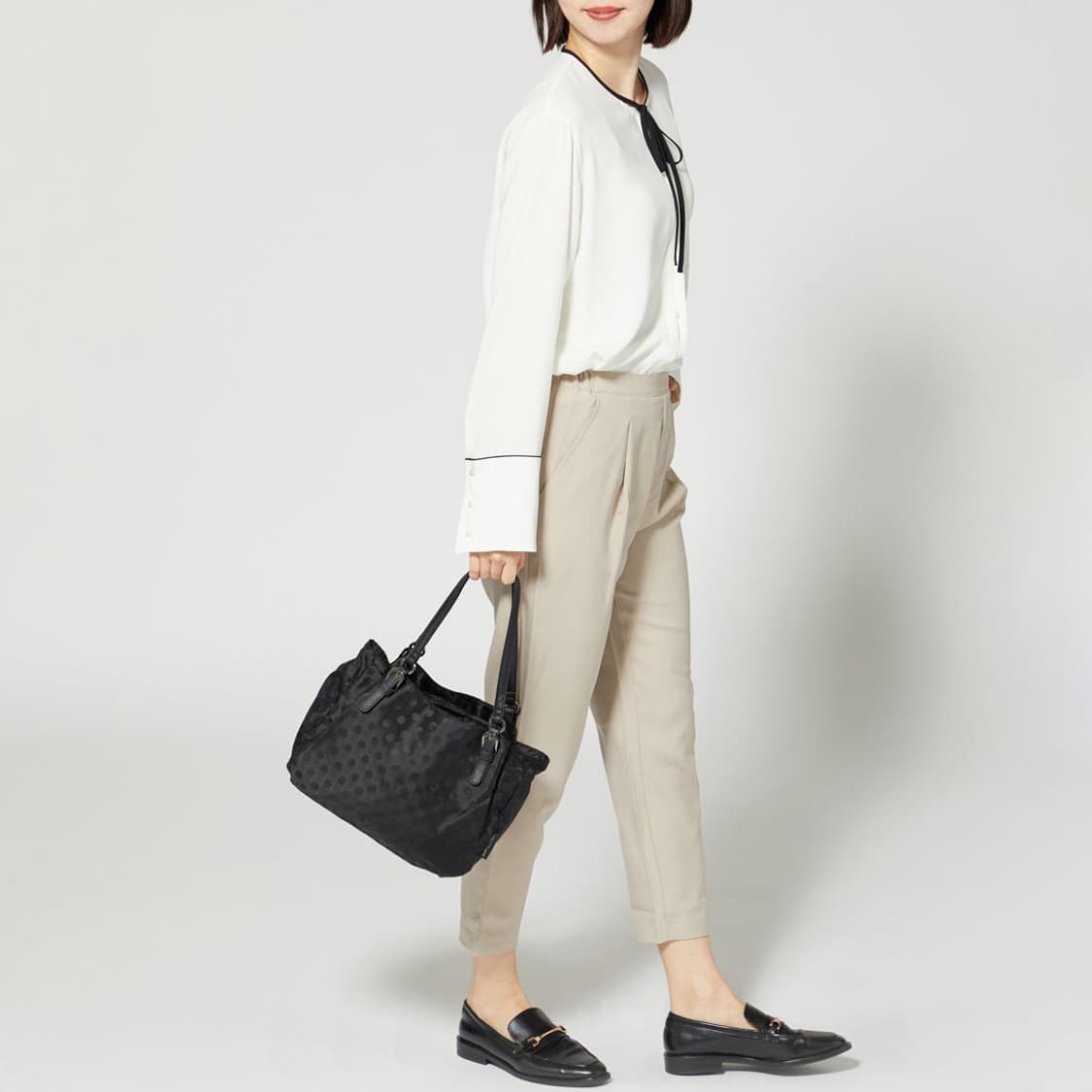 요지야마모토 이삭 도트패턴 나일론 토트 숄더백 상품이미지2