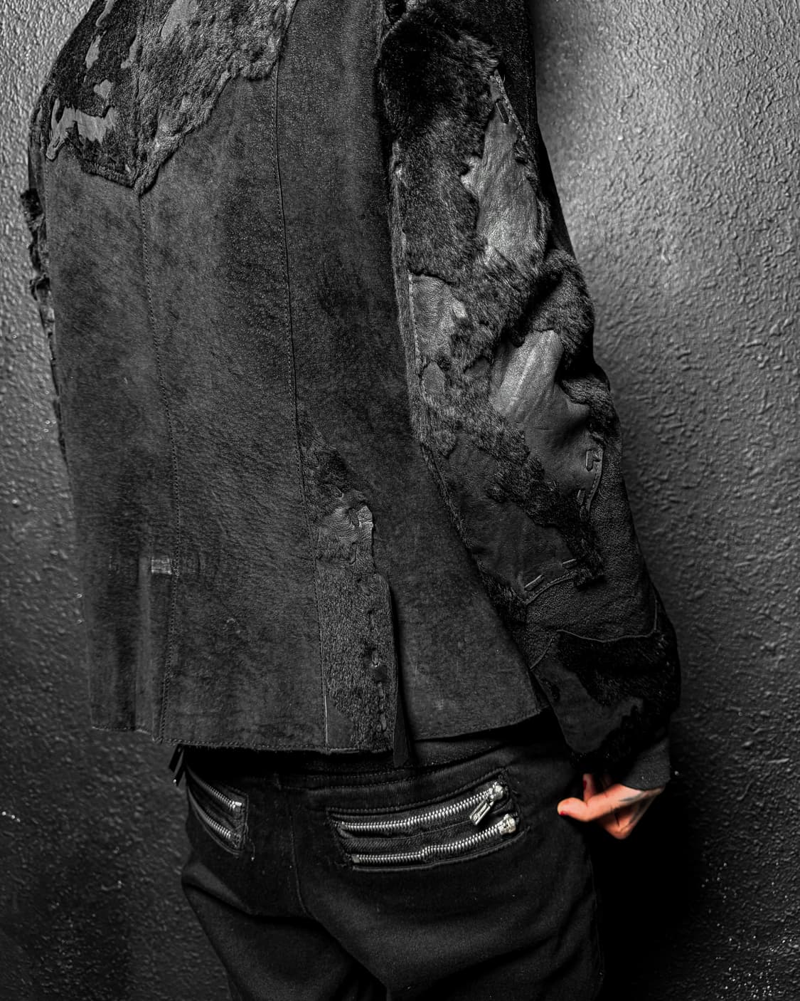 Vintage Pony Hair Panel Leather Jacket   상품이미지6