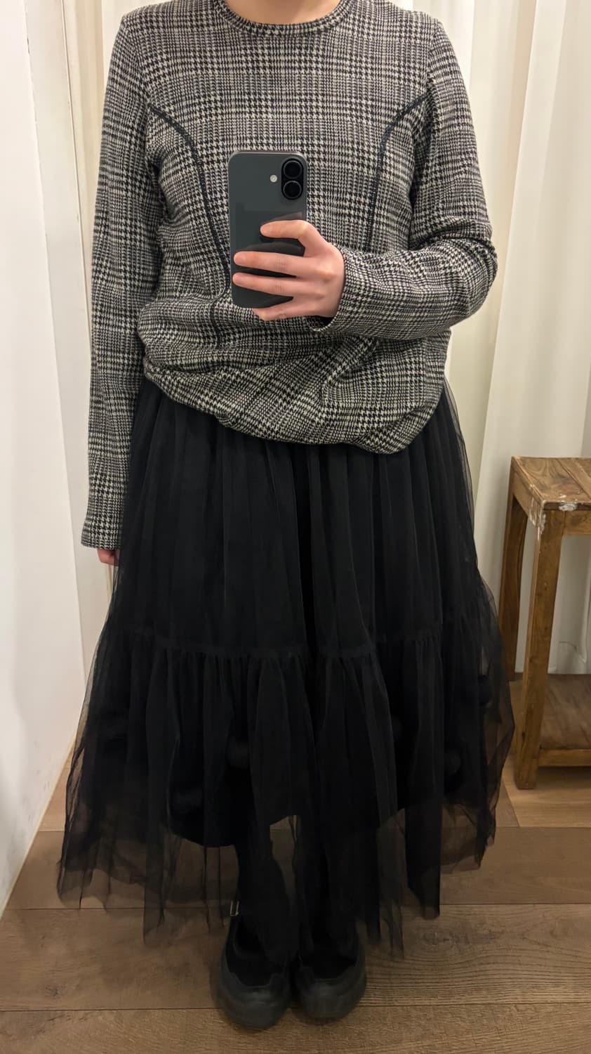 Houndtooth Shirring Transformed Blouse 상품이미지8