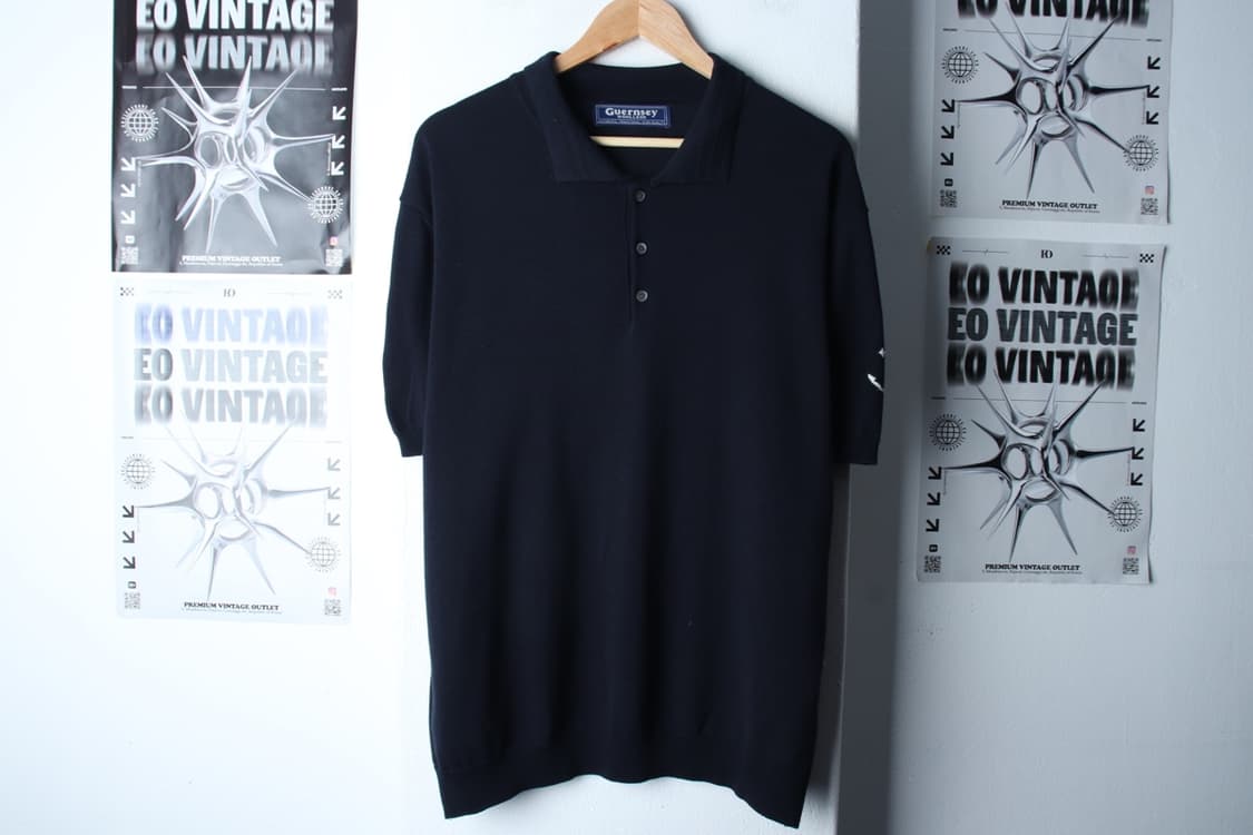 (XL-2XL) 건지울른스 반팔 카라 티셔츠 니트 네이비-H31377 상품이미지2