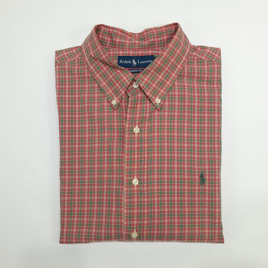 CN472 2XL 폴로 랄프로렌 빈티지 레드그린 미니타탄체크 긴팔 셔츠 상품이미지8