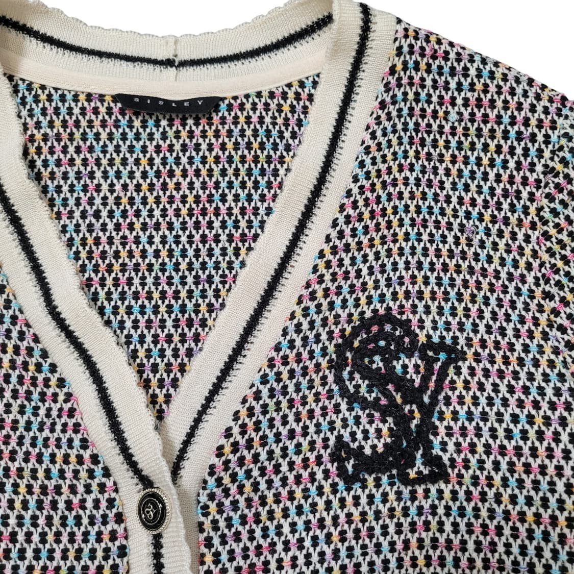 SISLEY 시슬리 컬러믹스 브이넥 숏 트위드 가디건 상품이미지2