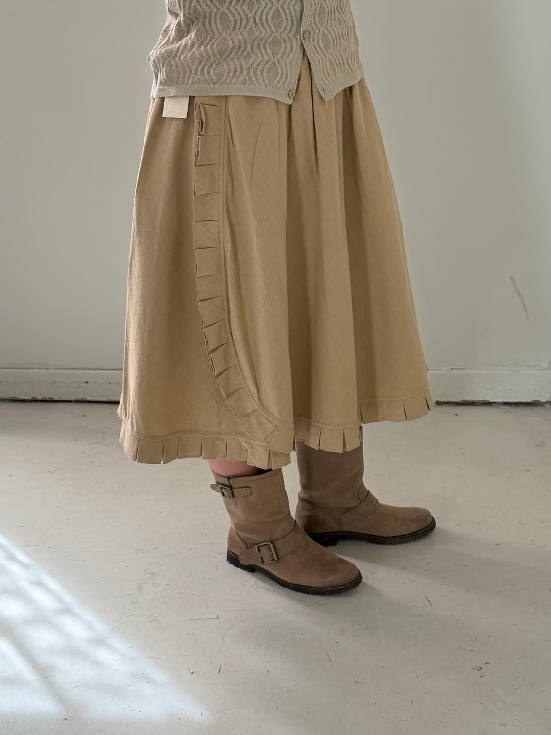 일본빈티지 Grand midi 베이지 랩스커트 상품이미지3