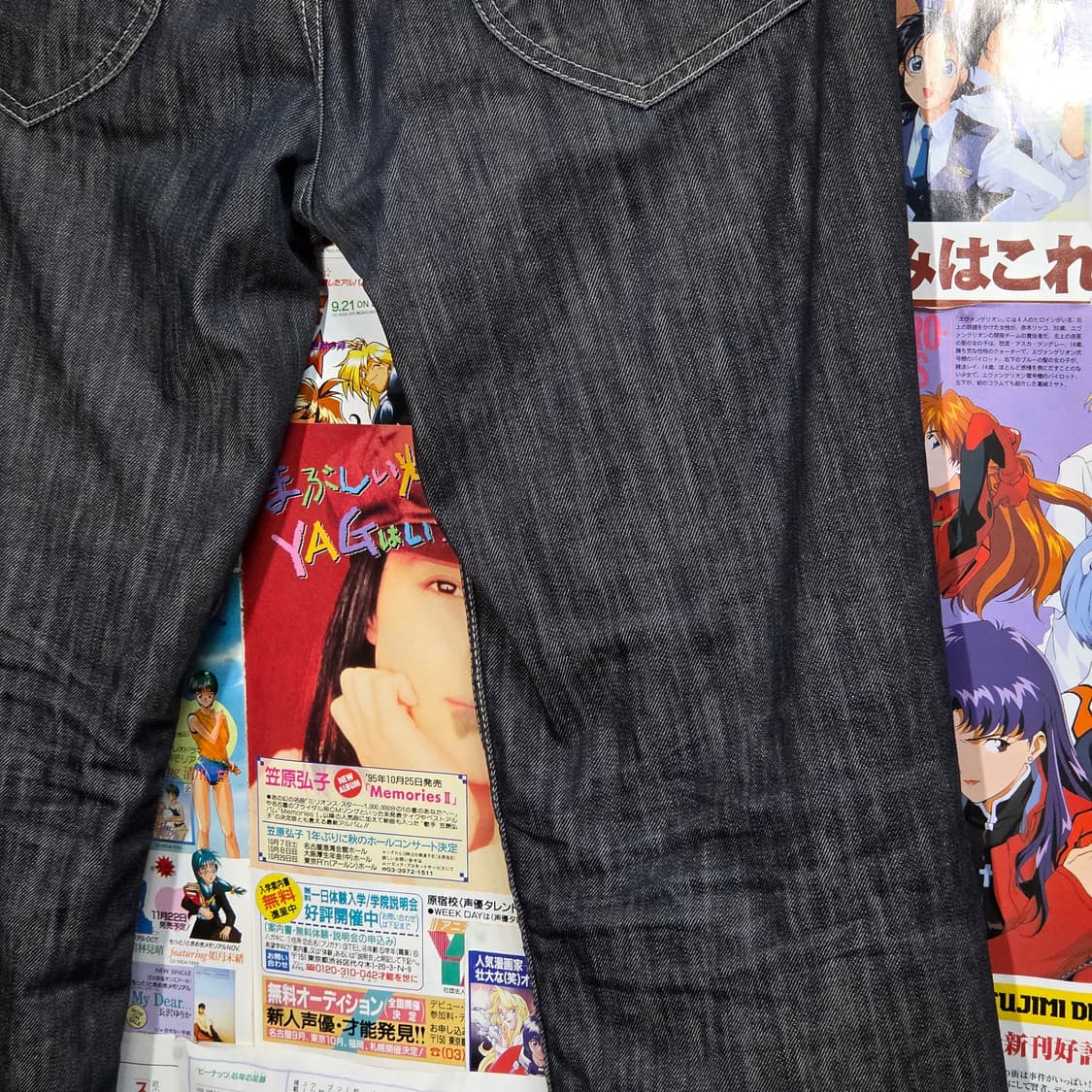 빈티지 락시크 지퍼 포켓 그레이 데님 팬츠 . 상품이미지5