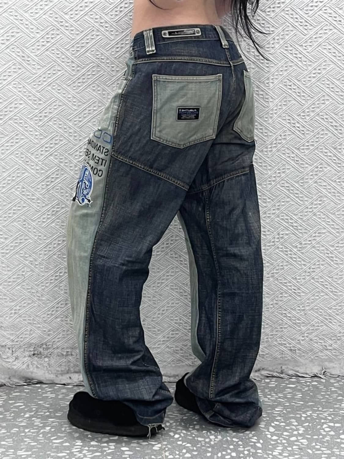 푸부 올드스쿨 레트로 스트릿 언발 프린팅 데님팬츠 32인치 C08953 상품이미지2