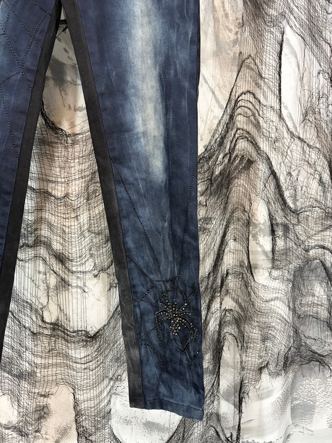 Y2K cubic spiderweb washing tie dye pant 상품이미지5