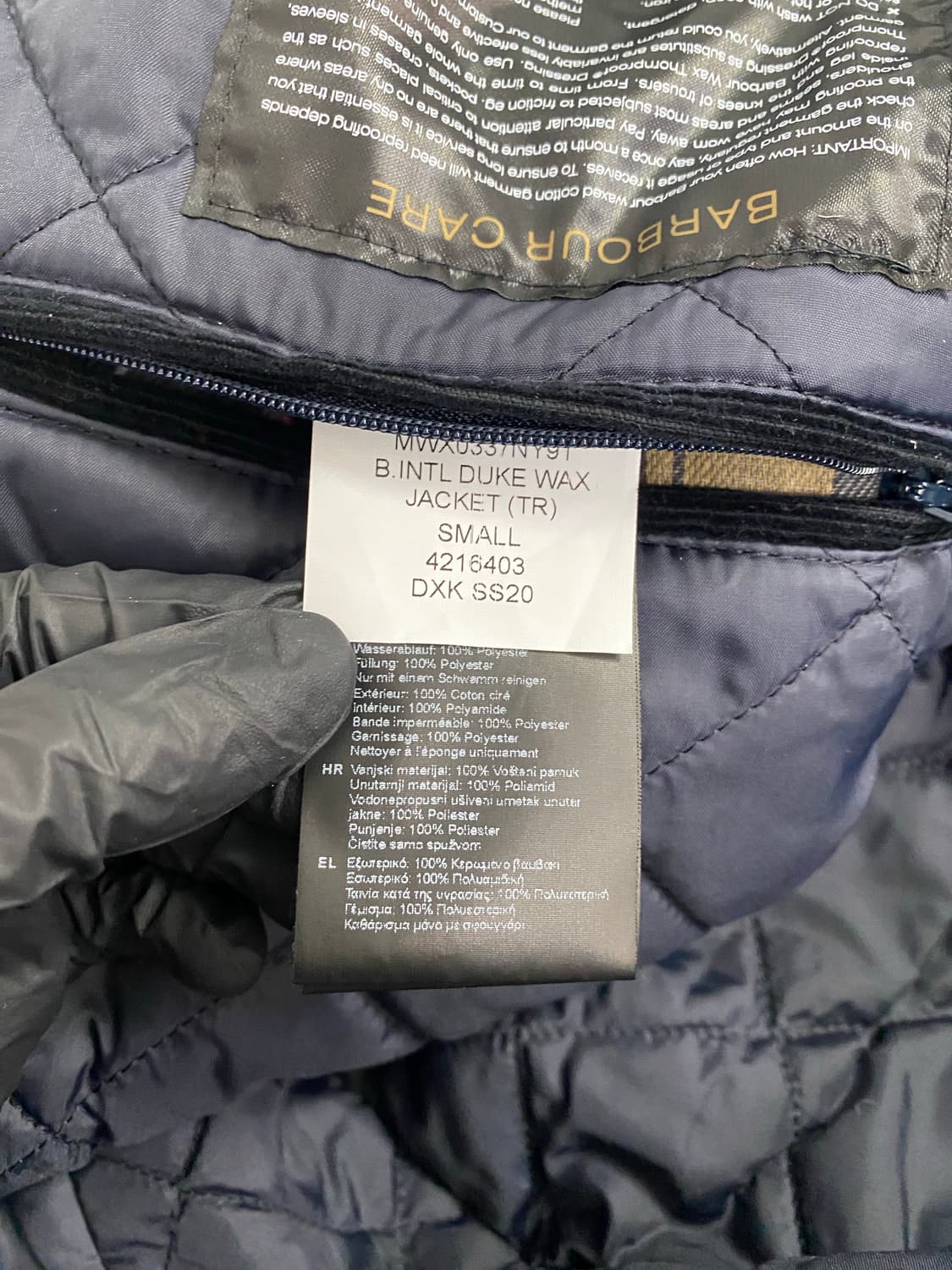 바버 Barbour 인터내셔널 듀크 왁스 자켓 (S) 상품이미지7