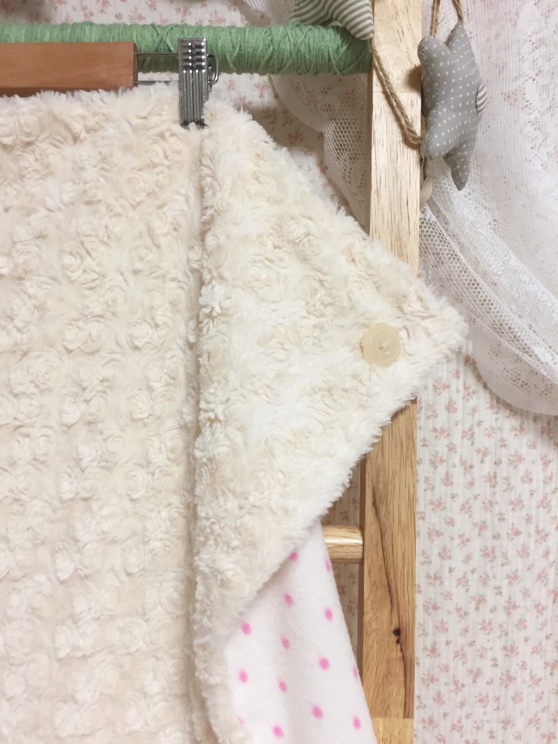 빈티지 로즈보아 아이보리 담요 상품이미지3