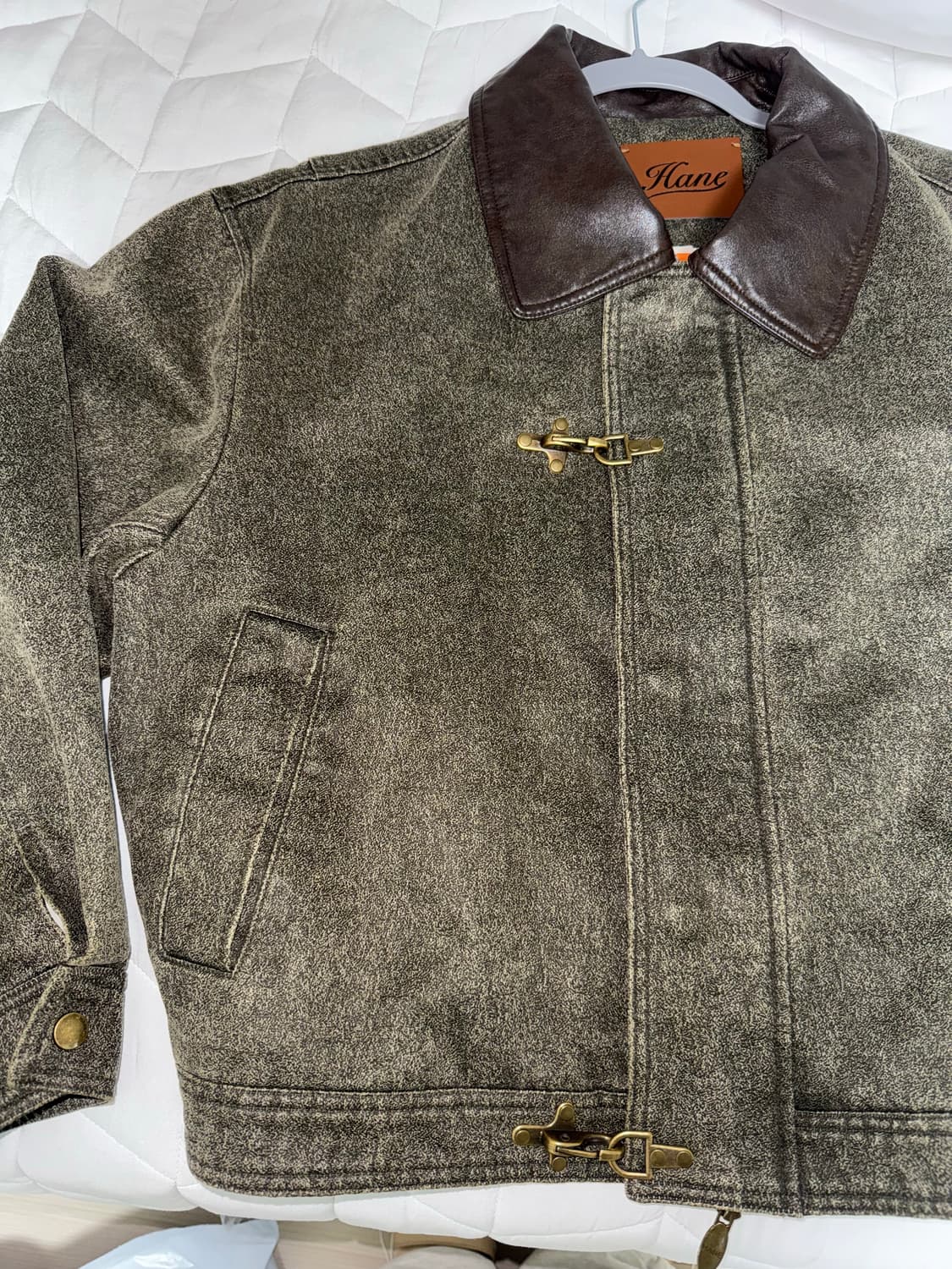 HANE 하네 플레인 버클 레더 자켓_Olive Drape 상품이미지4