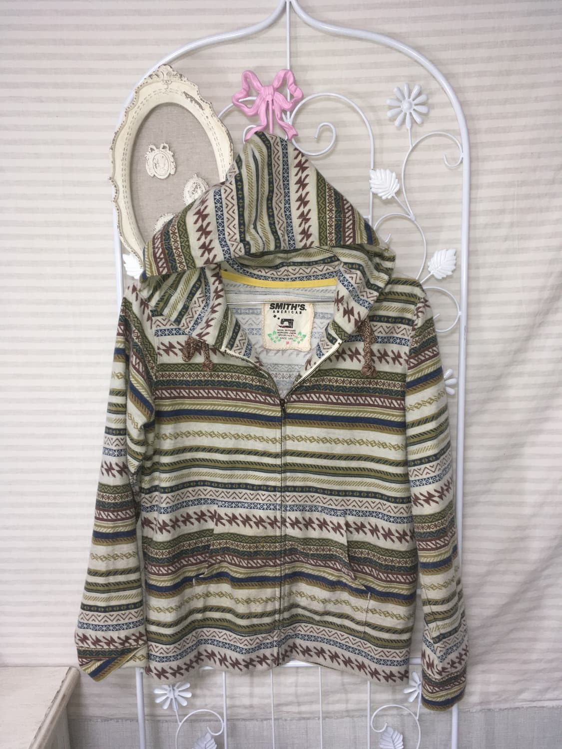 jpn vintage olive ethnic pattern hood  상품이미지5