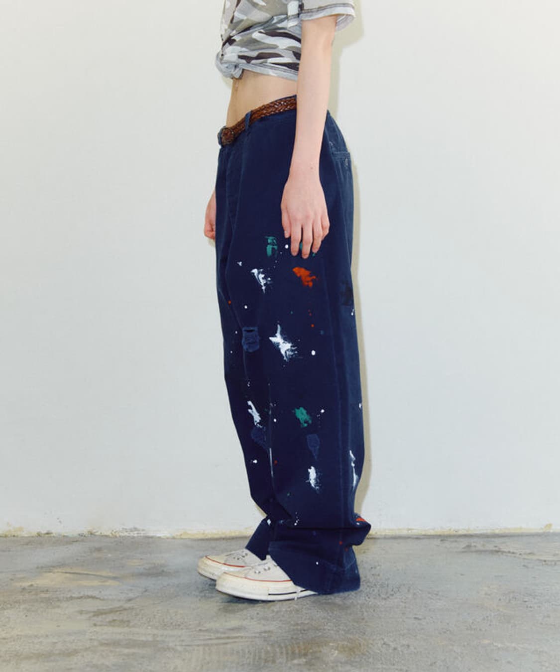 Distressed Paint Chino Pants (Navy) 상품이미지6