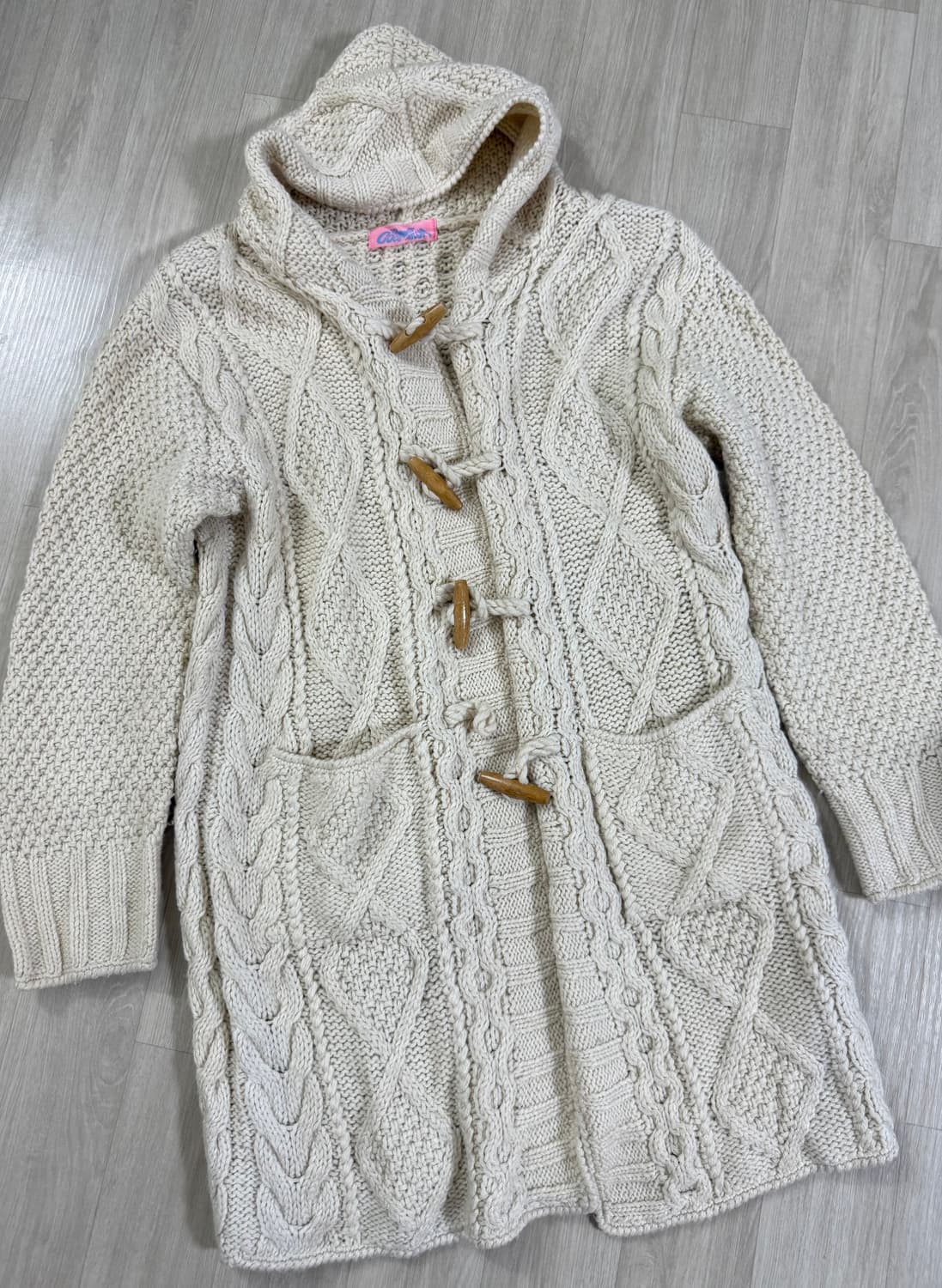 빈티지 아이보리 니트 떡볶이 가디건 자켓 상품이미지1