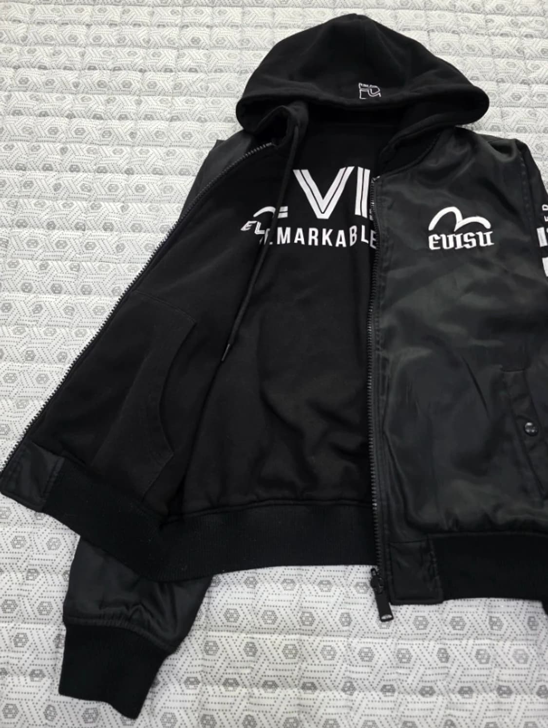 EVISU 에비수 리버시블 블랙 후드 집업 90 상품이미지3