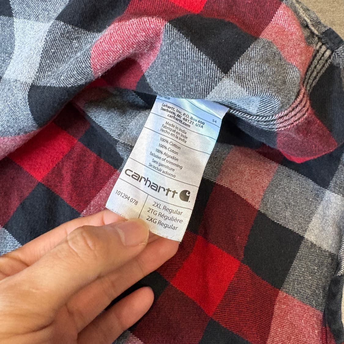 칼하트 오리지널 해비 코튼 체크 긴팔 셔츠  상품이미지10