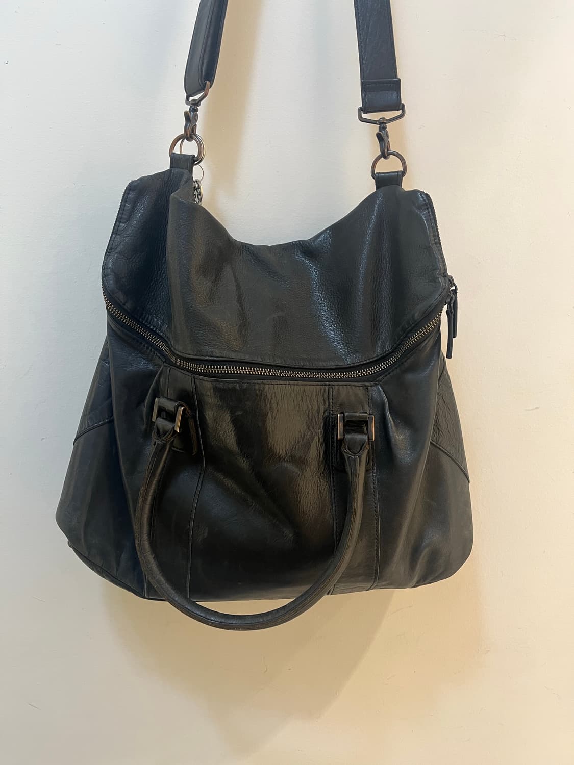 Yohji Yamamoto Pour Homme 말가죽 이중 크로스 토드백 상품이미지2