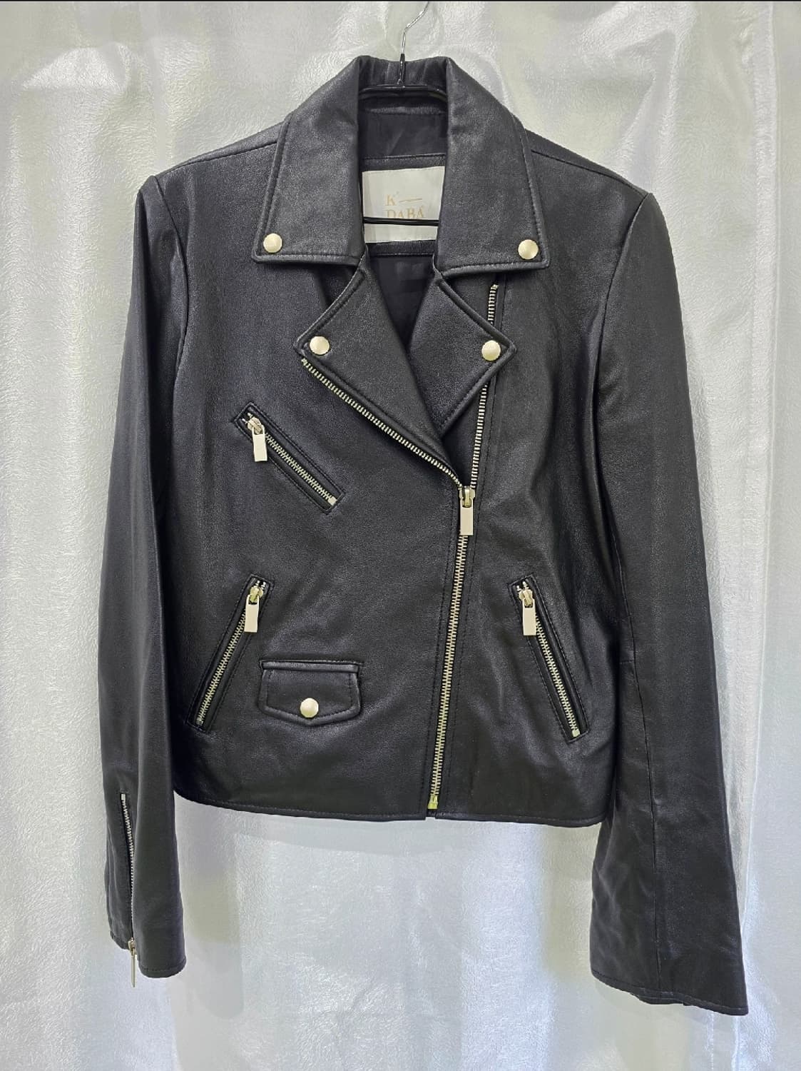 K-DABA 블랙 가죽 라이더 자켓 상품이미지1