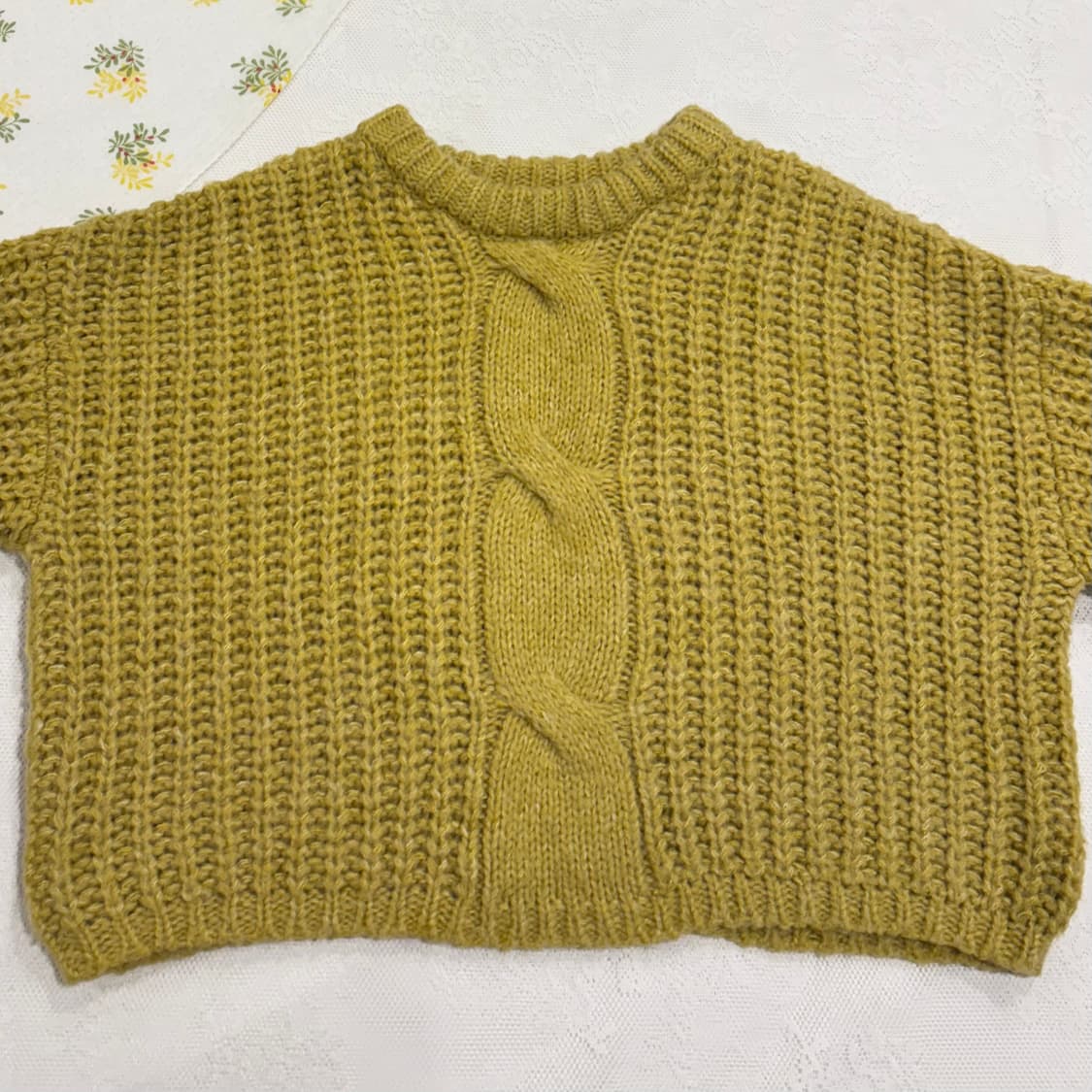 NICE CLAUP 나이스클랍 올리브 빅 케이블 크롭 니트 상품이미지7