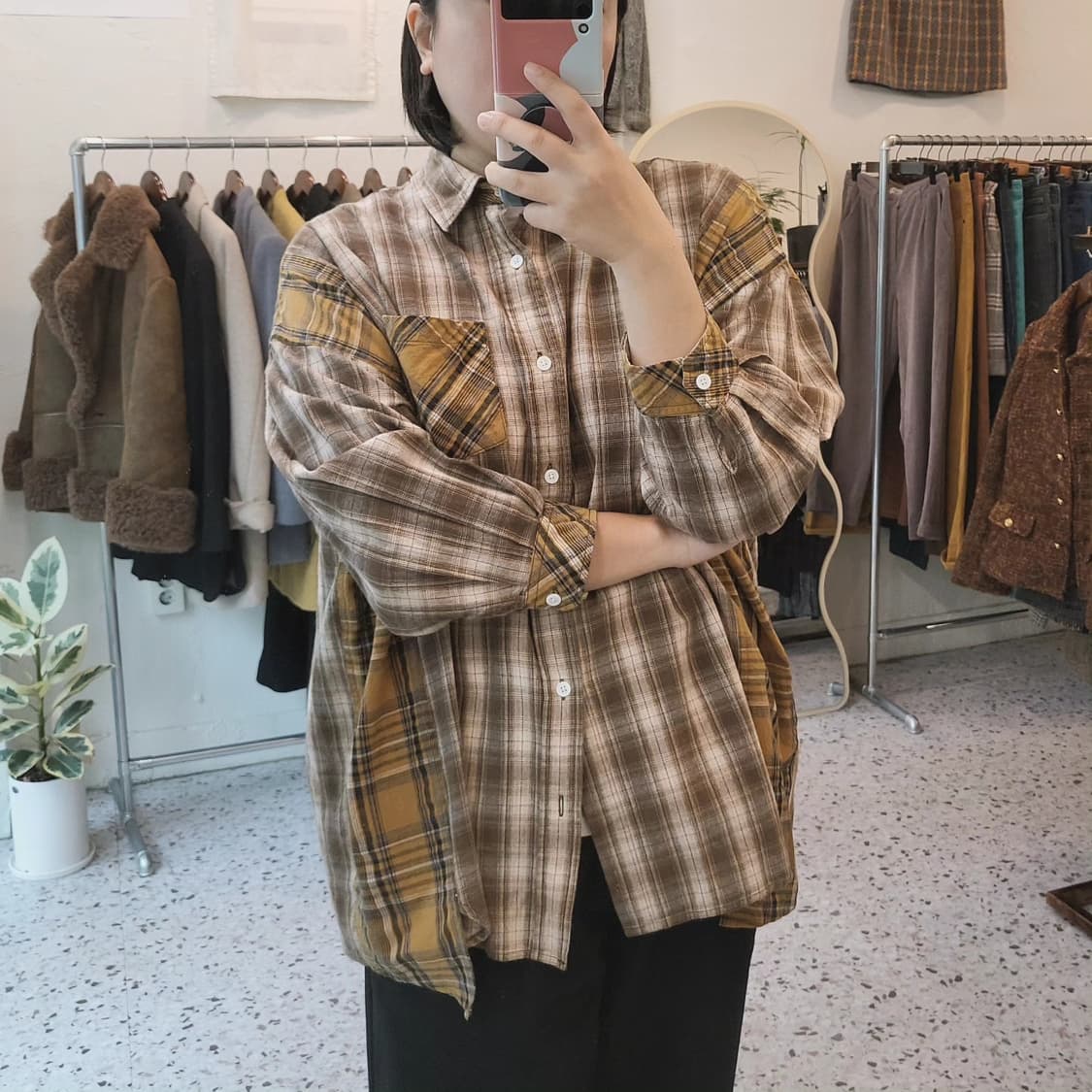 Gentle is.. 패치워크 면셔츠 상품이미지10