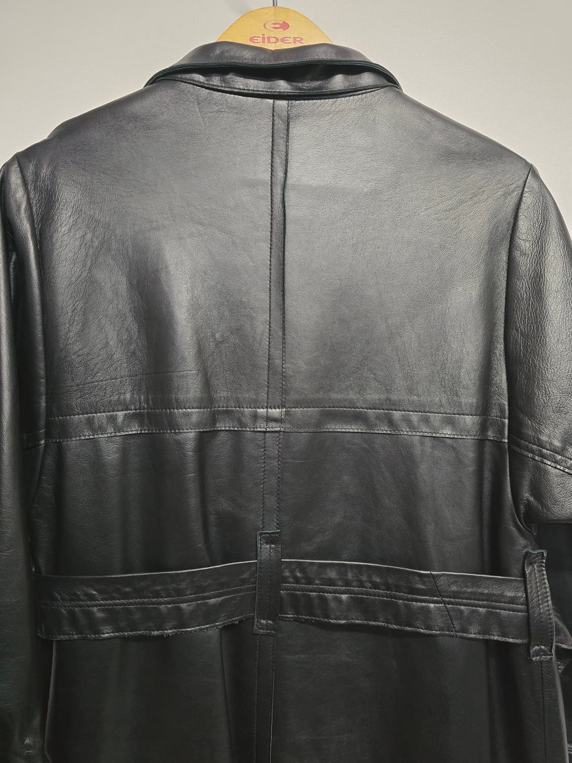 ninesix 블랙 이태리양가죽 롱 코트 상품이미지6