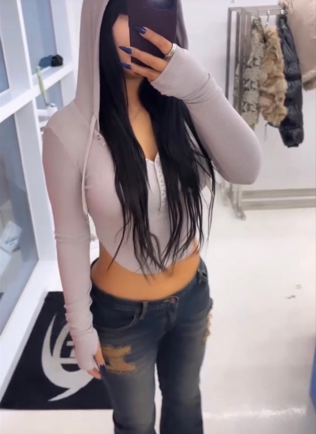 (새상품) 플노팔 조이 리브드 스냅 후디탑 샌드 플리즈노팔로우 상품이미지3