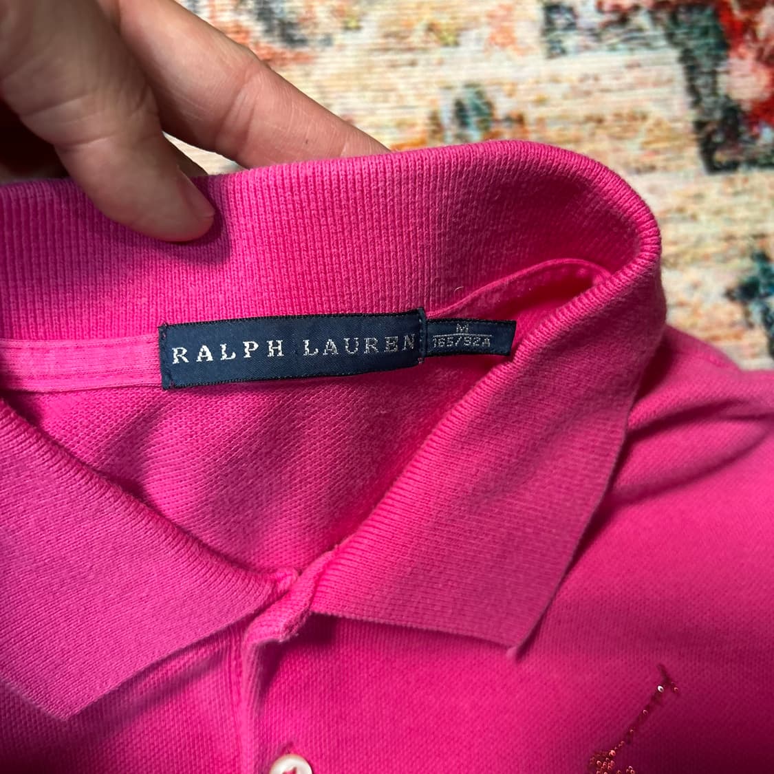 [M] 폴로 랄프로렌 핑크 글리터 빅포니 카라 반팔티 상품이미지3
