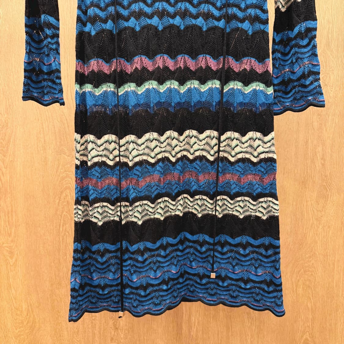 미쏘니 니트 롱 원피스 지그재그 패턴 디테일 슬림핏 멀티컬러 상품이미지5