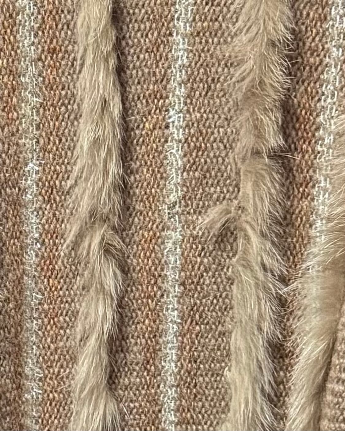 parcel 일본 카멜 털 니트 하이넥 가디건 스웨터 망토 스트라이프 상품이미지9