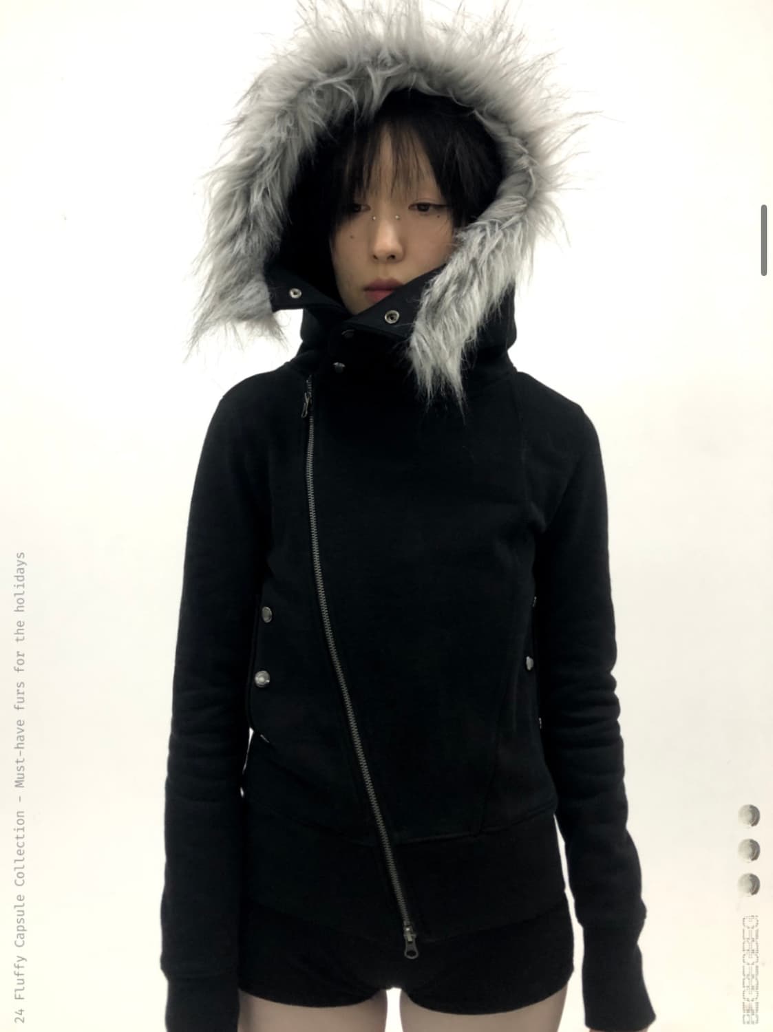 BEGBEGBEG - UNBALANCED FUR HOODIE 상품이미지2