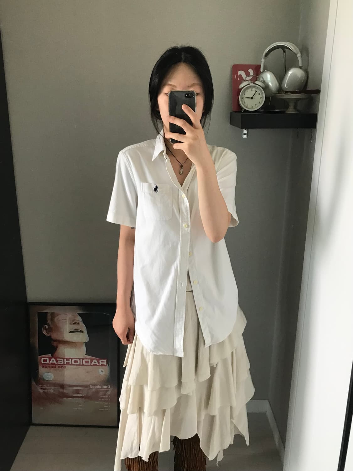 폴로 랄프로렌 포니 로고 포켓 화이트 반팔 셔츠 상품이미지5