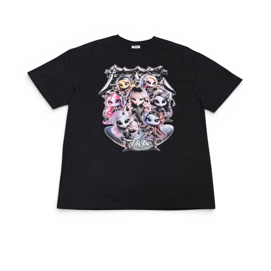M 크리틱 X BEBE 스우파 블랙 프린팅 반팔티 상품이미지1
