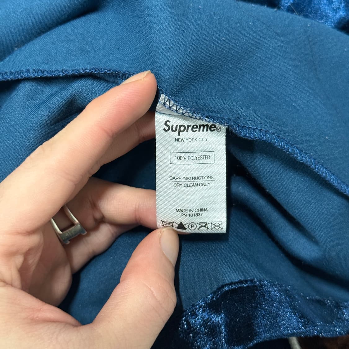 슈프림 18fw 벨벳 스윌 워크 셔츠 브라운 네이비 상품이미지7