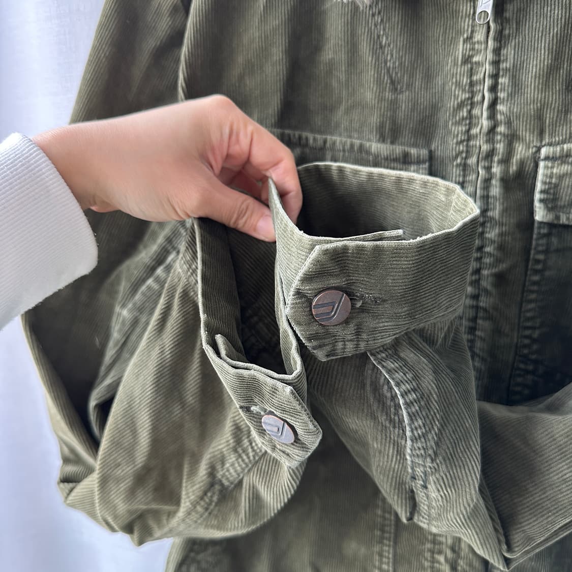 프렌치 커넥션 플리스 카라 코듀로이 자켓 카키 M 상품이미지5