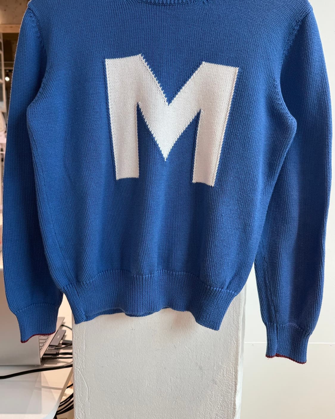 마르니 블루 M로고 코튼 라운드 니트  상품이미지6